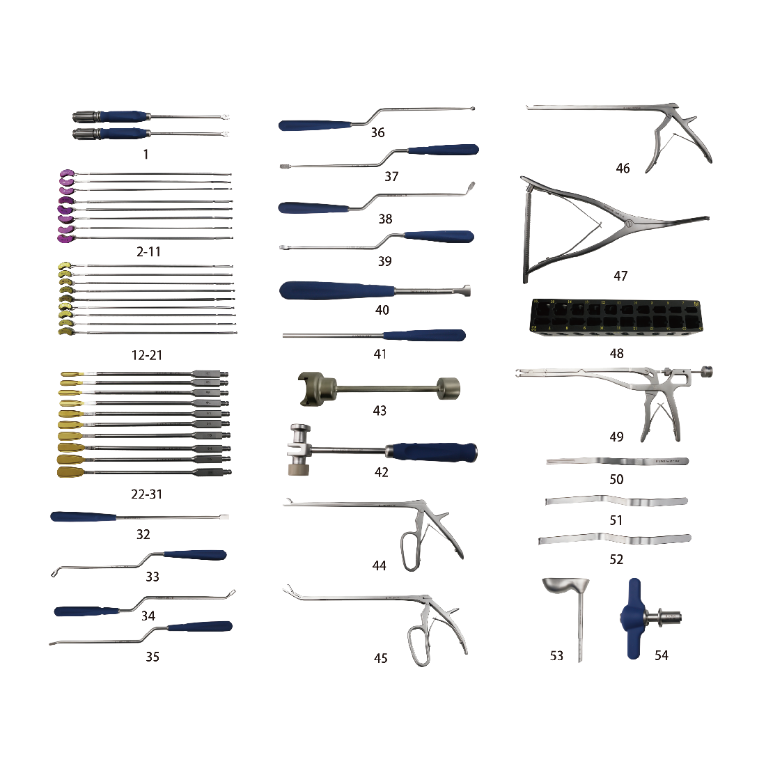 İç omurga sabitleme sistemi için alet seti