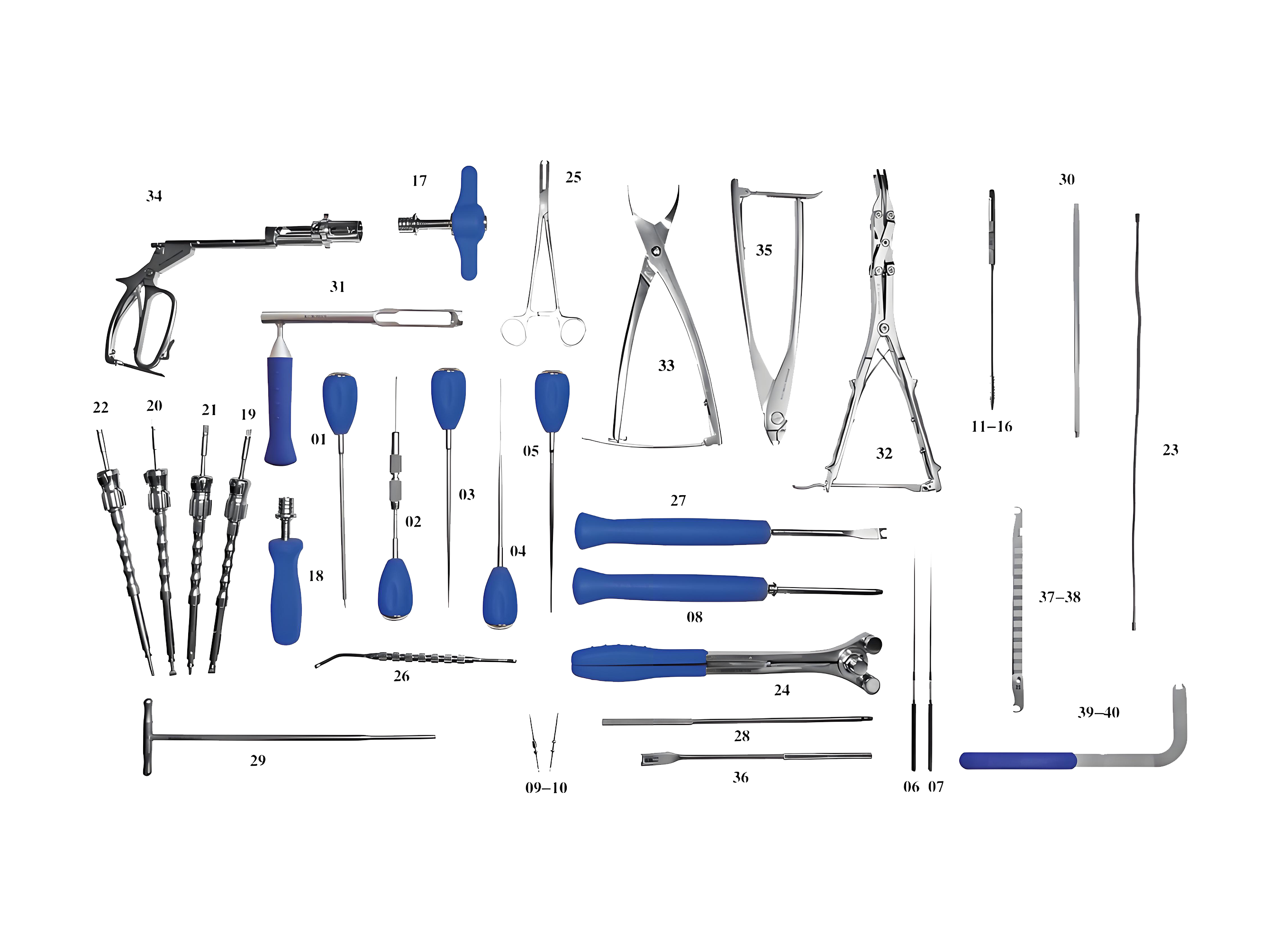Dahili spinal sabitleme sistemi için alet seti (vi)