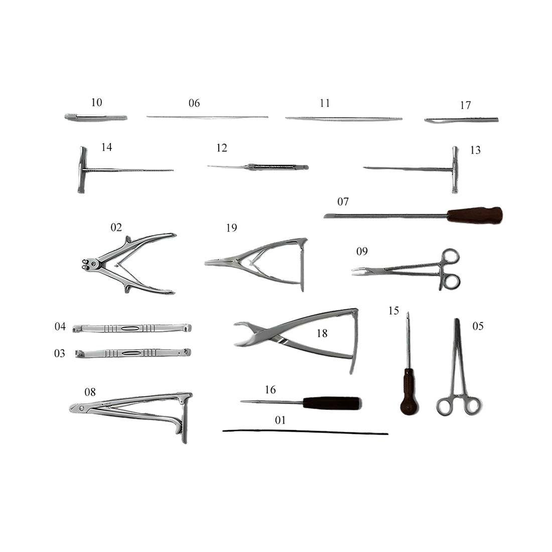 Travma implantlarının enstrüman seti